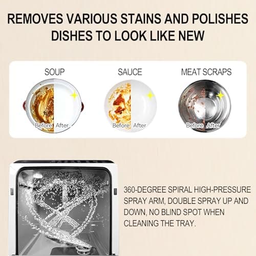 Compact & Portable Countertop Dishwasher with Water Tank, Air Drying & LED Light