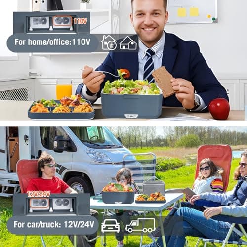Large Electric Lunch Box Heater 90W (12V/24V/110V) for Adults