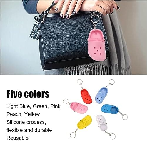 Zerodis Assorted Colors Soft Silicone Slipper Keychain Set, 6Pcs Portable Shoes Keychain