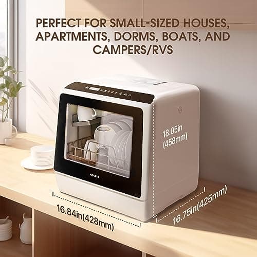 Compact Portable Countertop Dishwasher, 5-L Water Tank, 5 Wash Programs, Air-Dry, LED Light, Baby Care