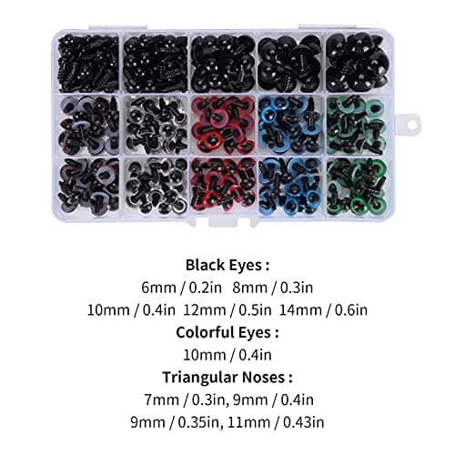 640PC Colorful Plastic Eyes & Noses for Stuffed Animals Washable