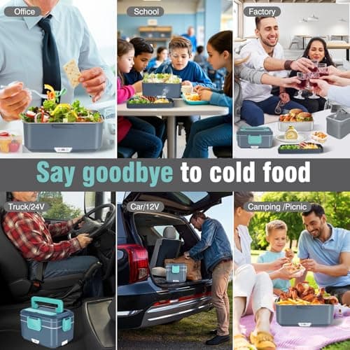Large Electric Lunch Box Heater 90W (12V/24V/110V) for Adults