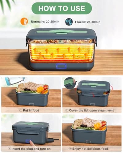 Monteka 100W High Power Portable Food Warmer, 1.8L Stainless Steel Container, Grey