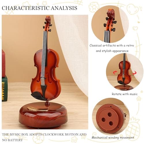 Classical Music Box Mini Violin Home Craft Gift