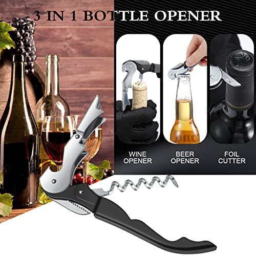 Black 100 Pack Heavy Duty Waiter's Corkscrew with Foil Cutter Wine Opener