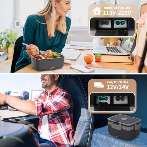 90W Portable Electric Lunch Warmer with 2L Stainless Steel & 1L Fruit Container