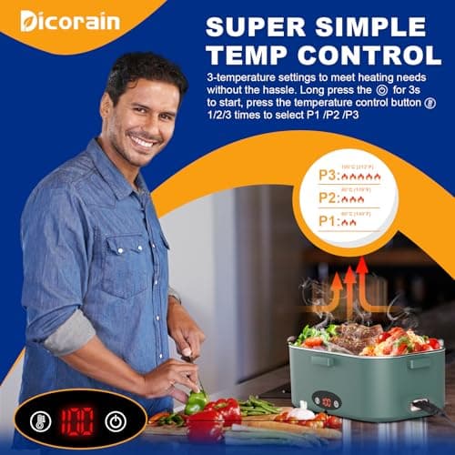 Portable Electric Lunch Box with Temperature Control for Adults
