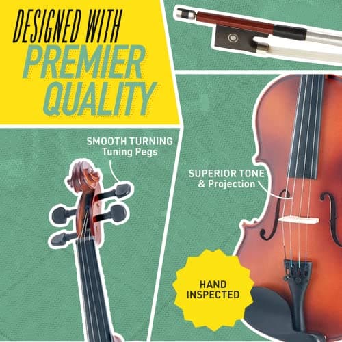 Mendini by Cecilio 1/2 Violin Kit - Fiddle for Kids & Adults