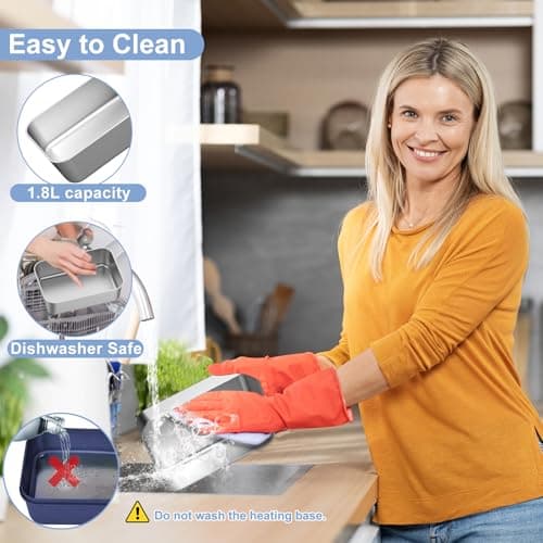 12V/24V/110V Portable Heated Lunch Box for Adults, 1.8L with Fork & Spoon
