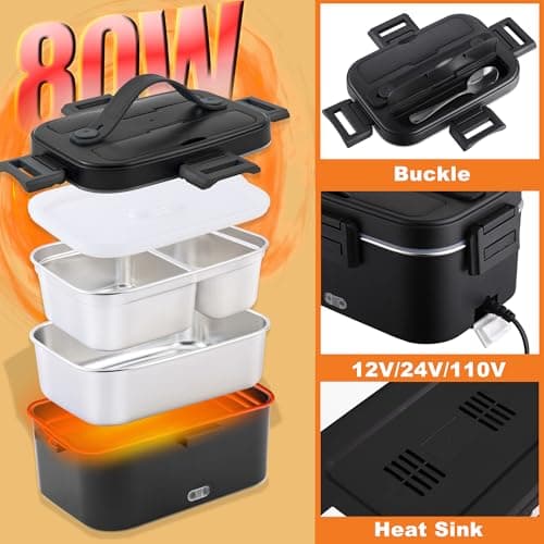 Nifogo Dual 1.8L Portable Heated Lunch Box 80W for Adults