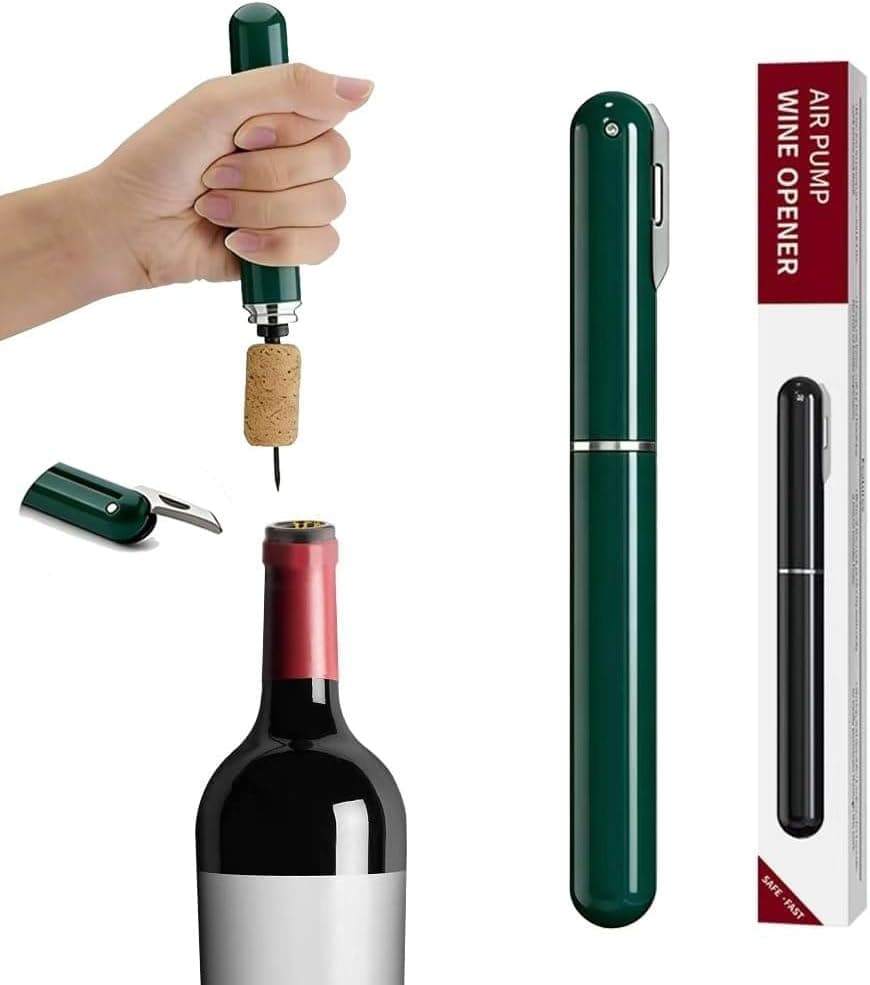 IPEROT Wine Bottle Opener, IPEROT Air Pressure Wine Corkscrew With Cutting Wine Bottle Foil Knife, Effortlessly Open Wine Bottles Without Damaging Corks, Easy-to-Use(Black)