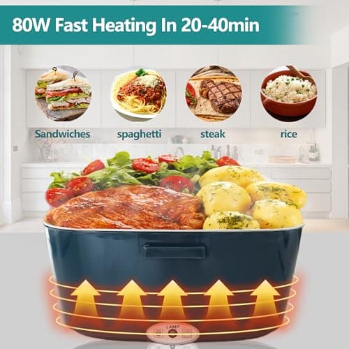 Portable Electric Lunch Box for Adults - 80W Stainless Steel Warmer for Office/Car/Truck