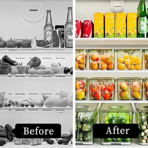 Zerodis Fridge Organizers with Lid, Clear Plastic Storage Bins for Fridge Cabinet Kitchen