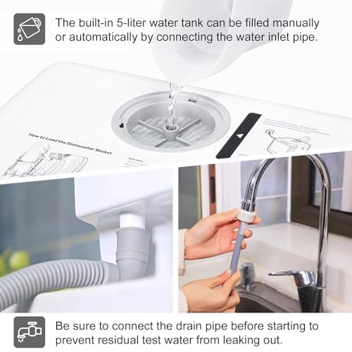 Compact Portable Countertop Dishwasher with Water Tank and 6 Wash Programs for Baby Bottles