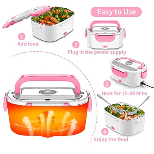 12V/24V/110V 80W Faster Heated Electric Lunch Box with 1.5L 304 SS Container