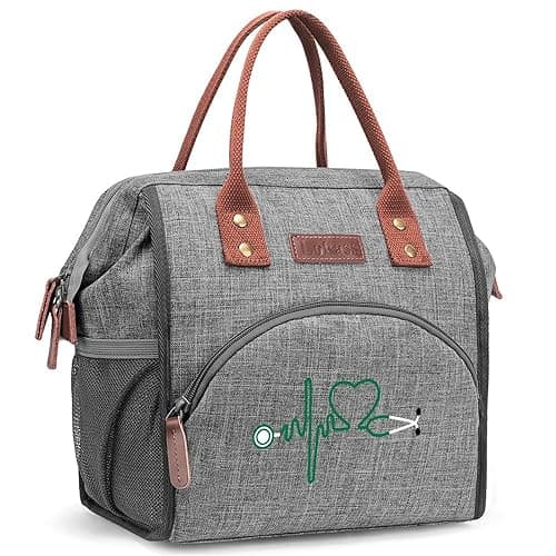 LOKASS Insulated Lunch Bag, Durable Nylon Snacks Organizer, Grey — Grey-n
