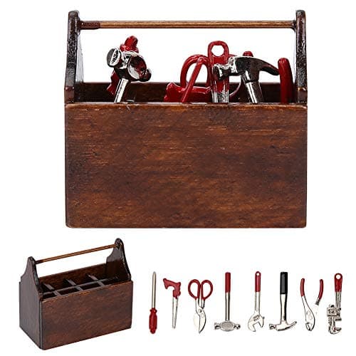 1:12 Miniature Wooden Toolbox: Dollhouse Model Accessory