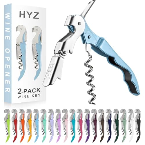 HYZ 2-Pack Pink Wine Opener with Foil Cutter — Sky Blue