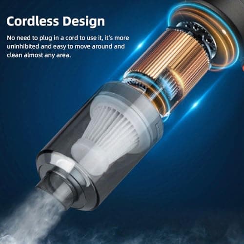 Zerodis High-Powered Cordless Car Vacuum, Quiet Suction for Pet Hair and Food Residuum
