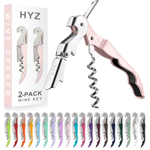 HYZ 2-Pack Pink Wine Opener with Foil Cutter