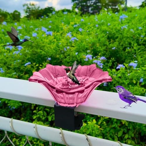 Rose Red Carbon Steel Plastic Bird Feeder Bowl with Adjustable Clamp