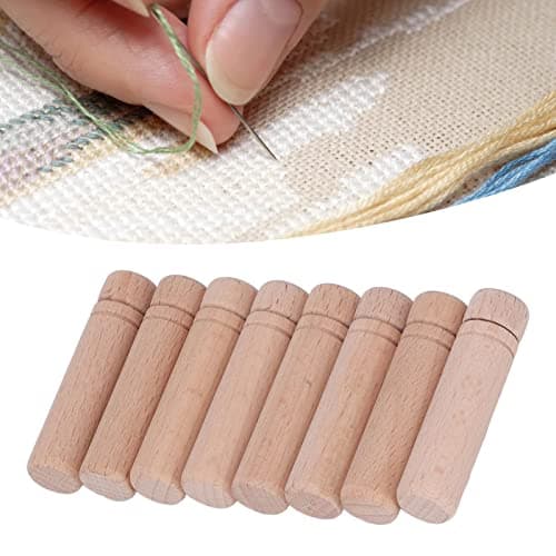 Zerodis 8-Piece Portable Wooden Needle Case for Household Sewing Needles