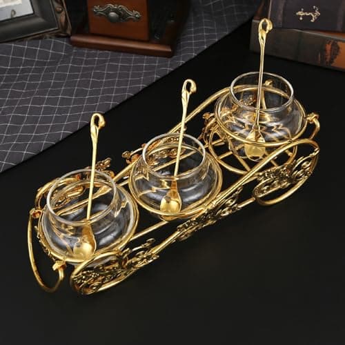 European Sugar Jar Set - Crystal Gold Finish (3 Pieces)