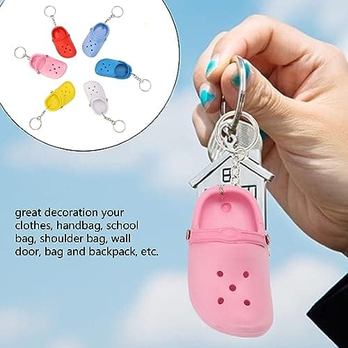 Zerodis Assorted Colors Soft Silicone Slipper Keychain Set, 6Pcs Portable Shoes Keychain