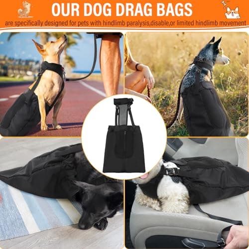 Adjustable Dog Drag Bags for Paralyzed Rear Legs - 4 Packs, Breathable Protection for Disabled Pets (Medium)