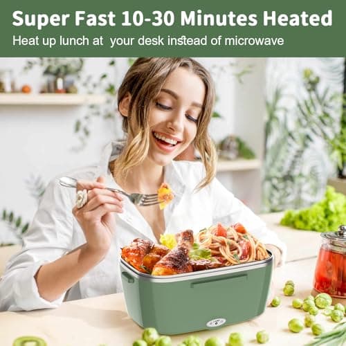 100W 3-IN-1 Heated Lunch Box for Adults, Portable Fast Heating Food Warmer, 1.5L for Car Truck Office Home Travel