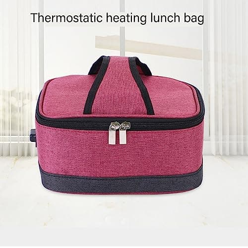 Zerodis Electric Lunch Box Heater - Portable, Multi-Use for Travel, Office & Outdoor Activities (Wine Red)