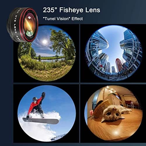 HD Fisheye Lens Kit for iPhone and Android Smartphones - 235° Clip-On Camera Lens
