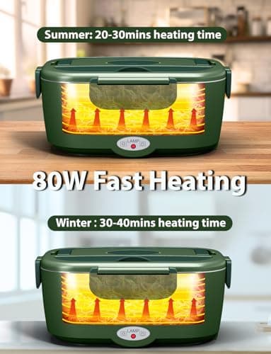 Fast Heating Adult Lunch Box, 2 x 1.5L Stainless Steel Containers, Portable Car/Truck Warmer for Long Work Trips