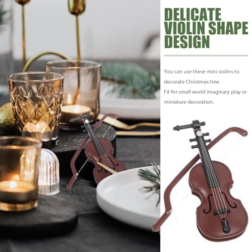 BESPORTBLE 1/12 Scale Mini Violin and Bow Set for Dollhouse Decoration