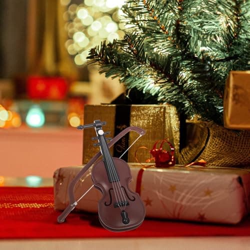 BESPORTBLE 1/12 Scale Mini Violin and Bow Set for Dollhouse Decoration