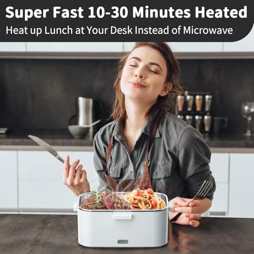 100W 3-IN-1 Electric Heated Lunch Box for Adults, Fast Heating, Portable, 2 Pack Containers
