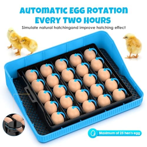 25 Egg Digital Incubator with Automatic Turning, Temperature & Humidity Control, LED Display