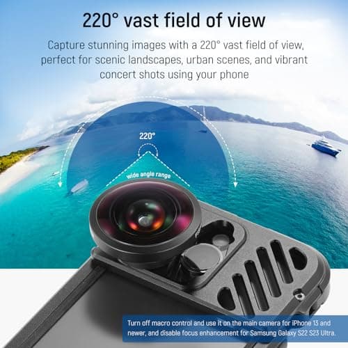 Neewer 8mm Fisheye Lens for 17mm Thread Phones – Compatible with SmallRig, iPhone, and Samsung Cases