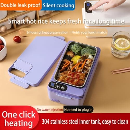 Cordless Electric Heater Lunch Box, 12000mAh Battery Powered, 1L 304 Stainless Steel