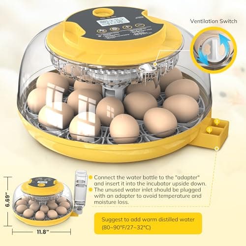 18-Egg Incubator with Auto Turning & Humidity Control, 360° View for Hatching Eggs
