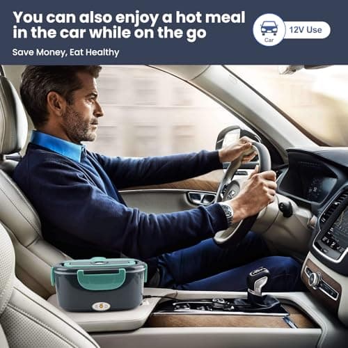 100W Electric Heated Lunch Box for Adults with 2 Stainless Steel Bins (1.5L)