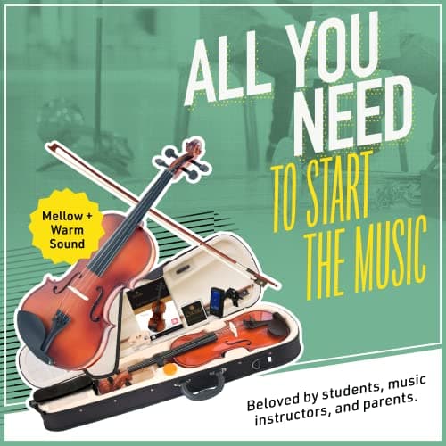 Mendini by Cecilio 1/2 Violin Kit - Fiddle for Kids & Adults