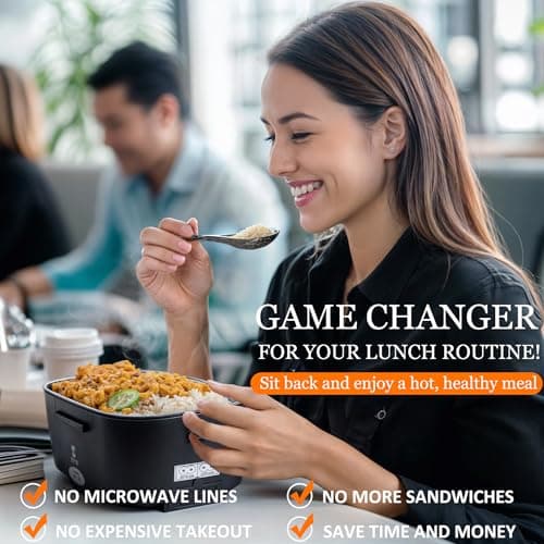 Electric Heated Lunch Box for Adults with Stainless Steel Containers and Insulated Bag