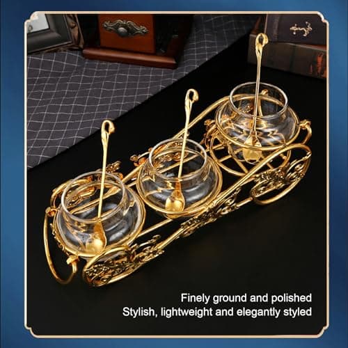 European Sugar Jar Set - Crystal Gold Finish (3 Pieces)