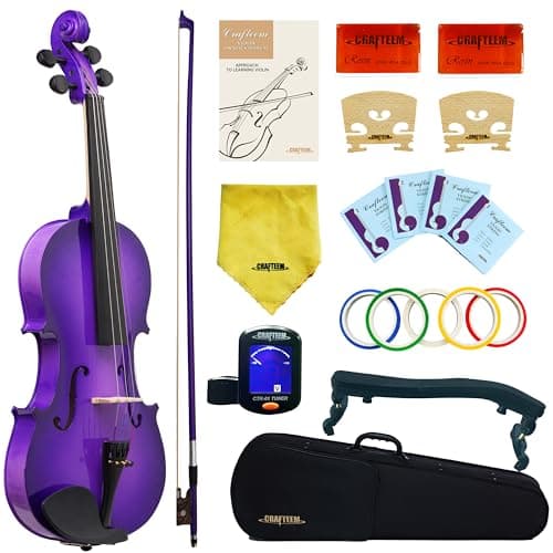 Spruce and Maple Solid Wood Violin Outfit for Beginners - Craft Your Perfect Sound — Purple