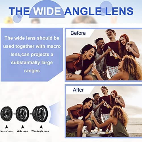 3-in-1 Universal Camera Lens Kit for Smartphones: Fisheye, Macro, and Wide Angle Attachments for Video and Vlogs (2 Pack)
