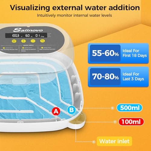 Sailnovo 24 Egg Incubators with Automatic Turning & Humidity Display - Grey