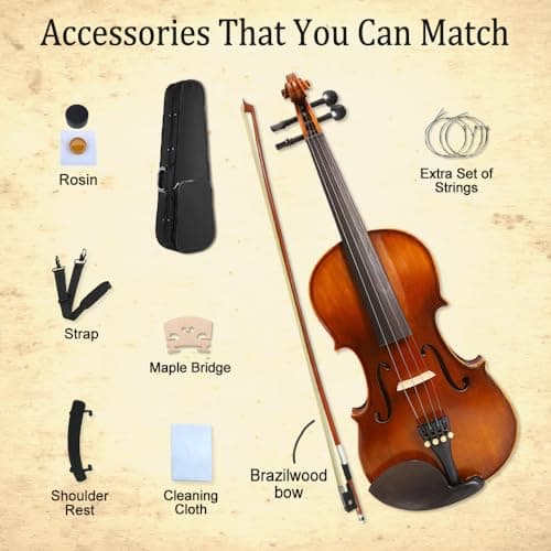 Ebony-fitted maple spruce violins for 3-5 year olds
