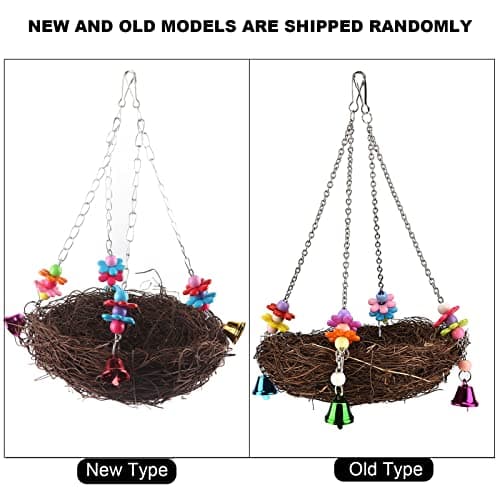 Lovebird Parrot Cage Seagrass Tent Hanging Swing Toy Bird Straw Shelter