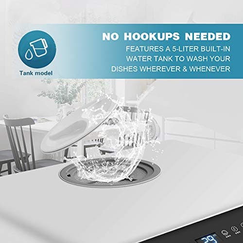 Portable Countertop Dishwasher with 5 Programs and Air Dry
